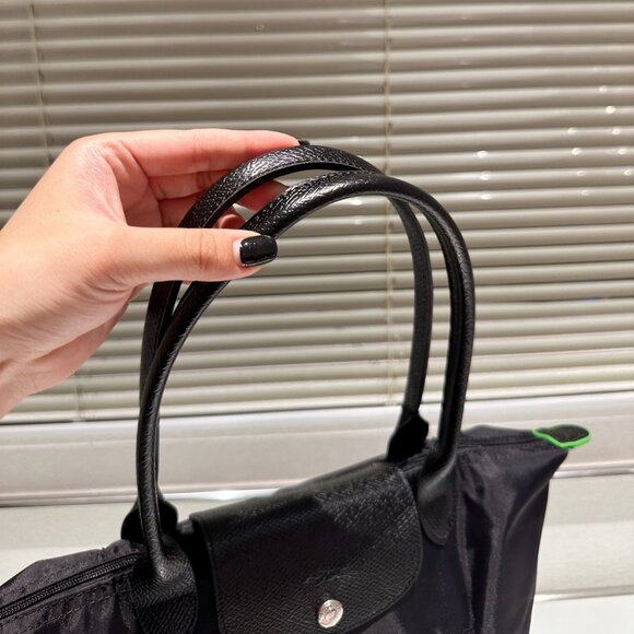 Longchamp Le Pliage Green M Navy Women's Tote Canvas Shoulder Bags Medium - Picture 2 of 9